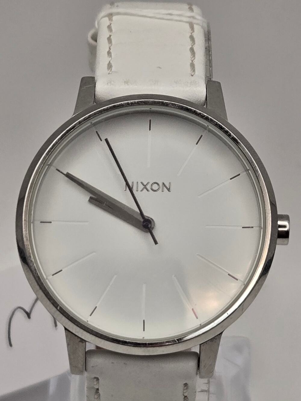 Nixon Kensington Watch Silver Tone White Leather